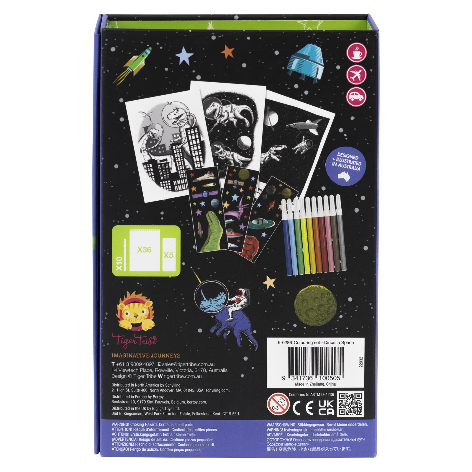 Colouring Set Dinos in Space