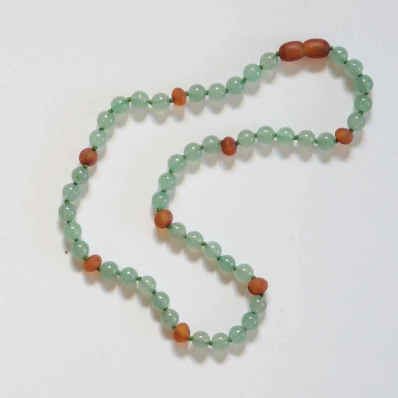 Green Aventurine and Amber Necklace