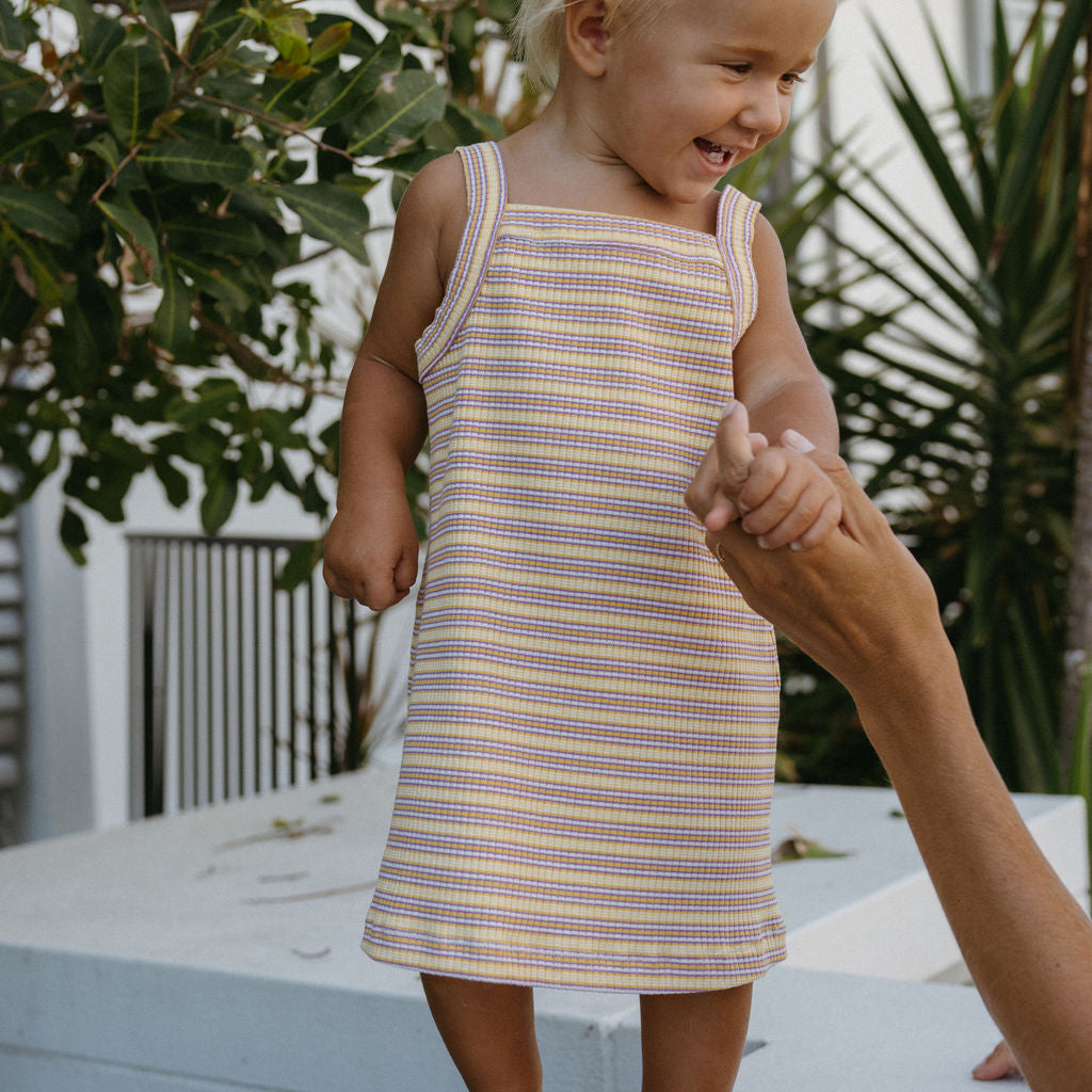 Bobbi Rib Dress Lemonade Stripe