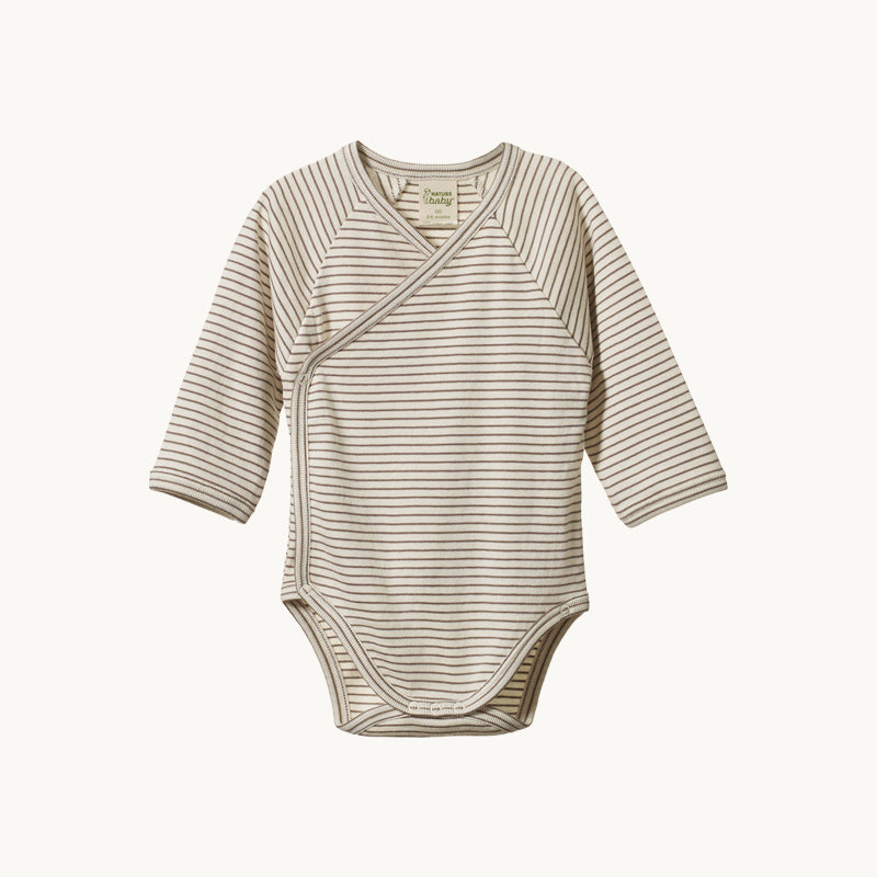 Long Sleeve Mushroom Pinstripe Kimono Bodysuit