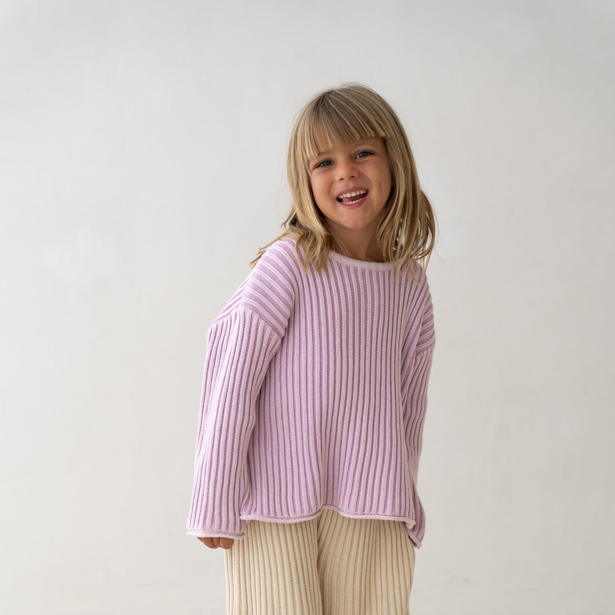 Essential Knit Jumper Mauve Stripe