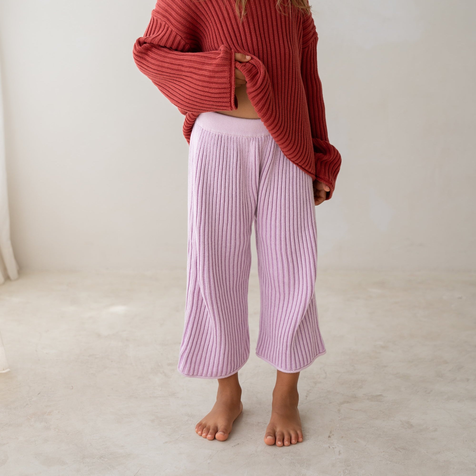 Essential Knit Pants Mauve Stripe