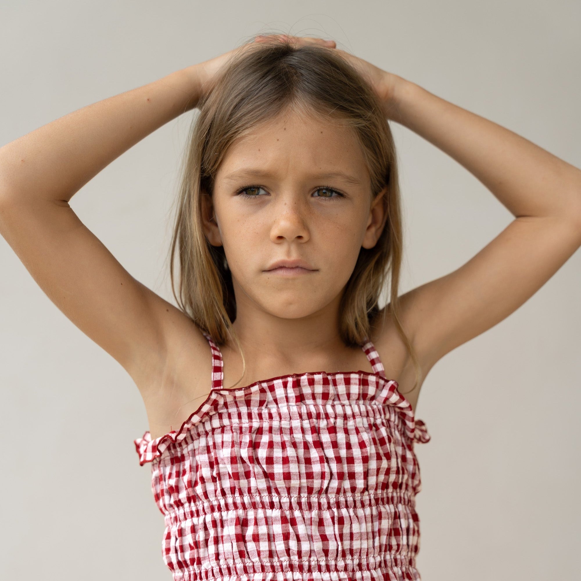 Shirred Crop Red Gingham