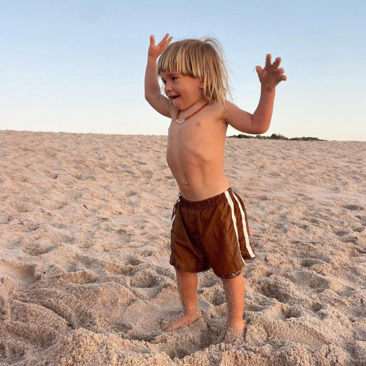 Twin Stripe Swim Short Caramello