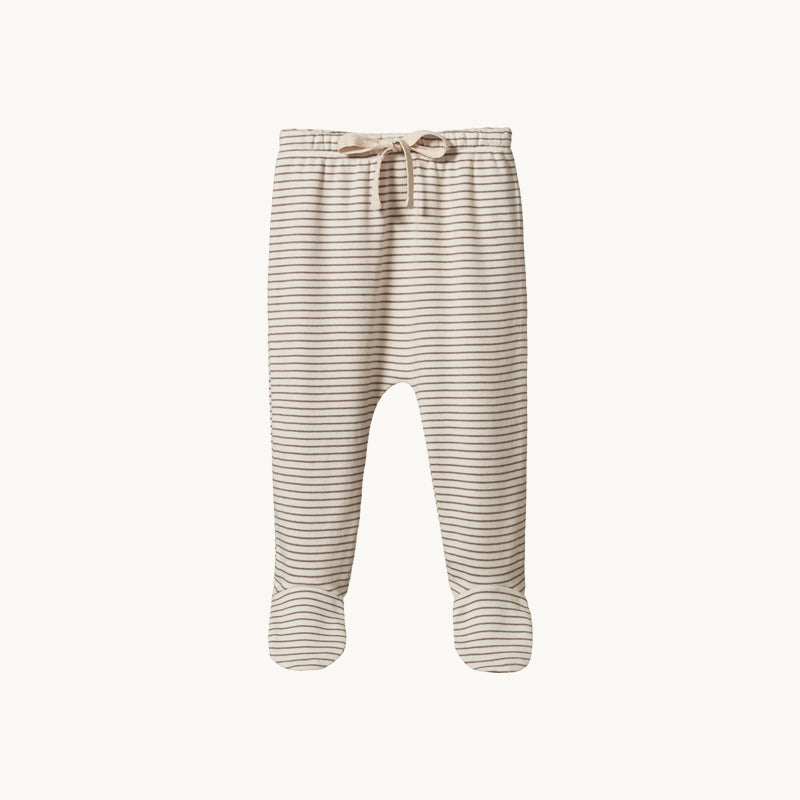 Footed Romper Mushroom Pinstripe