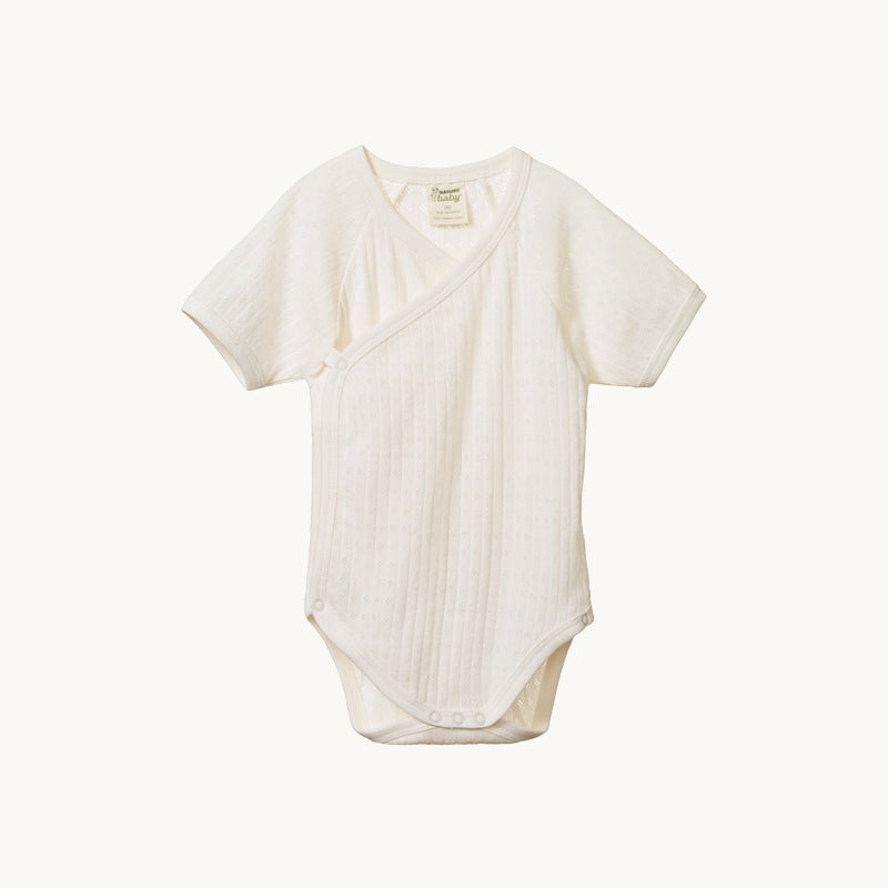 Short Seeve Natural Kimono Bodysuit